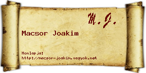 Macsor Joakim névjegykártya